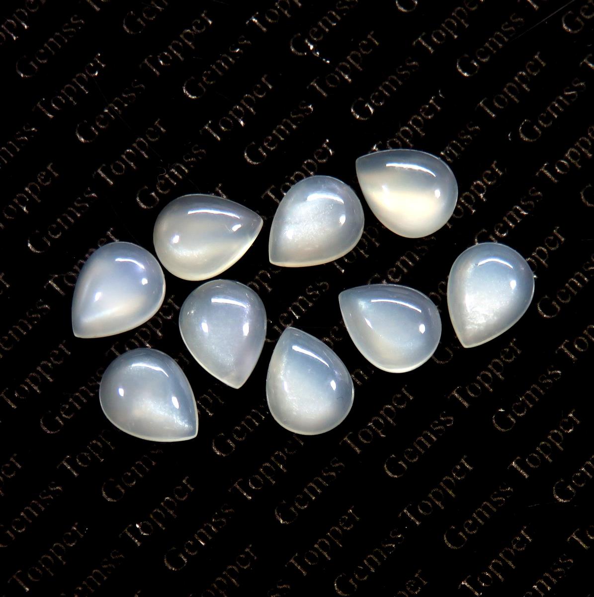 White Moonstone 9x12 mm Pear Cabochon
